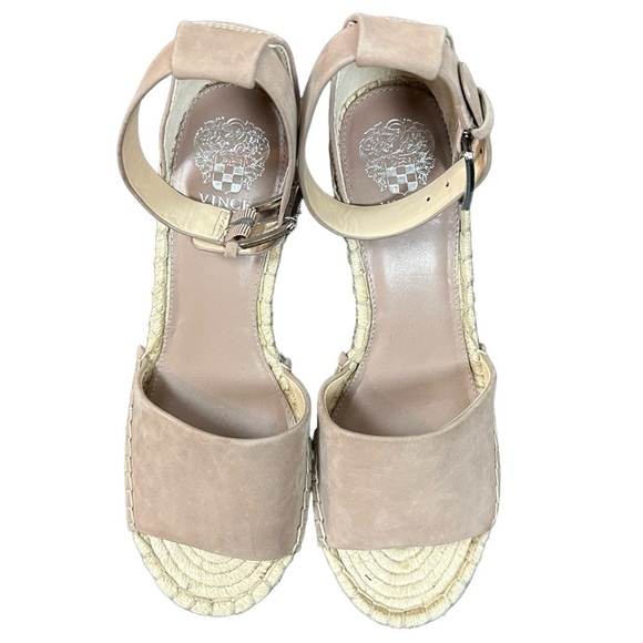 Vince Camuto Suede Wedge Sandals Espadrilles in Taupe Tan Size 9.5 Suede Leather - Picture 6 of 15